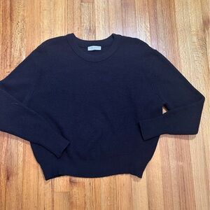 Elodie Womens Medium Sweater Black Ribbed Boxy Knit Crew Neck Long Sleeve